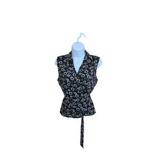 Caviar Sleeveless Wrap Black & White geometric whimsygoth academia office wear